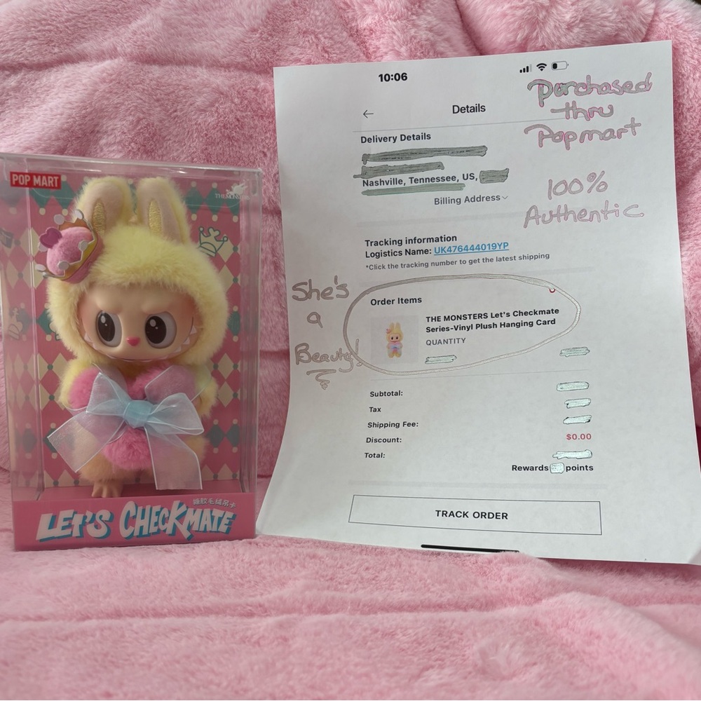 SPECIAL NEW AUTHENTIC Pop Mart LaBuBu Let's Checkmate Vinyl Plush